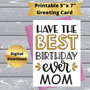 Cartão de aniversário para impressão para mãe, cartão de aniversário engraçado para impressão, cartão de aniversário digital com citação engraçada, cartão de felicitações 5x7, 41