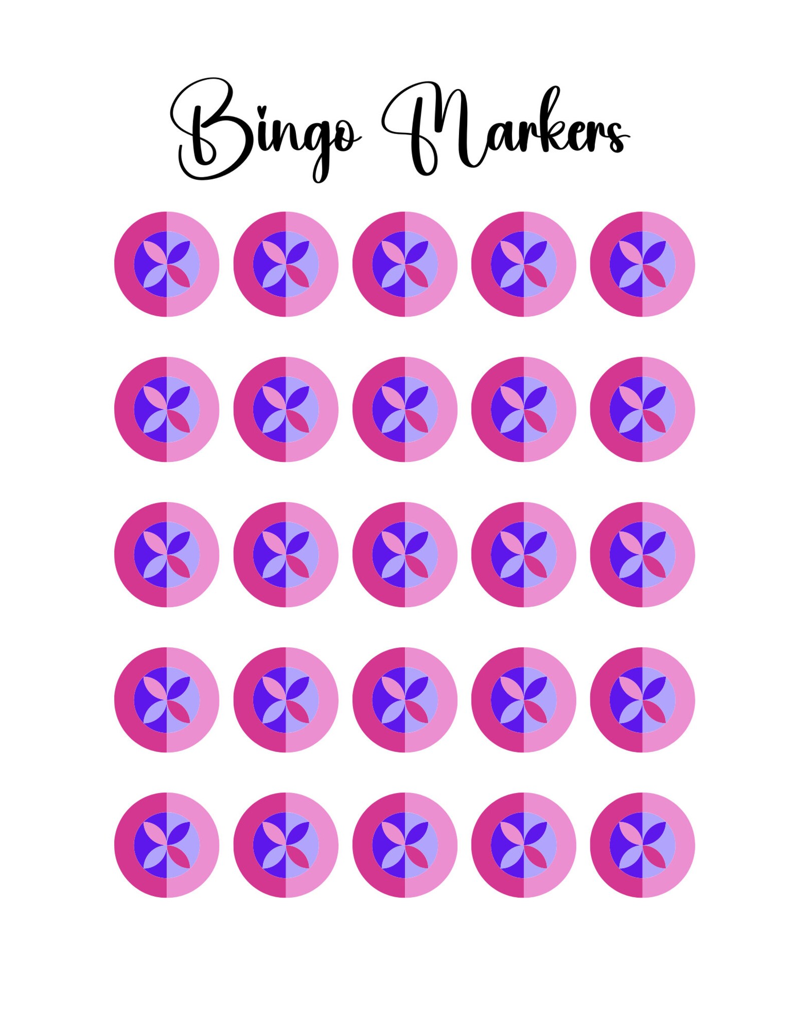 Bingo Calling Cards, Printable Bingo Game With Large Cards, Flower ...