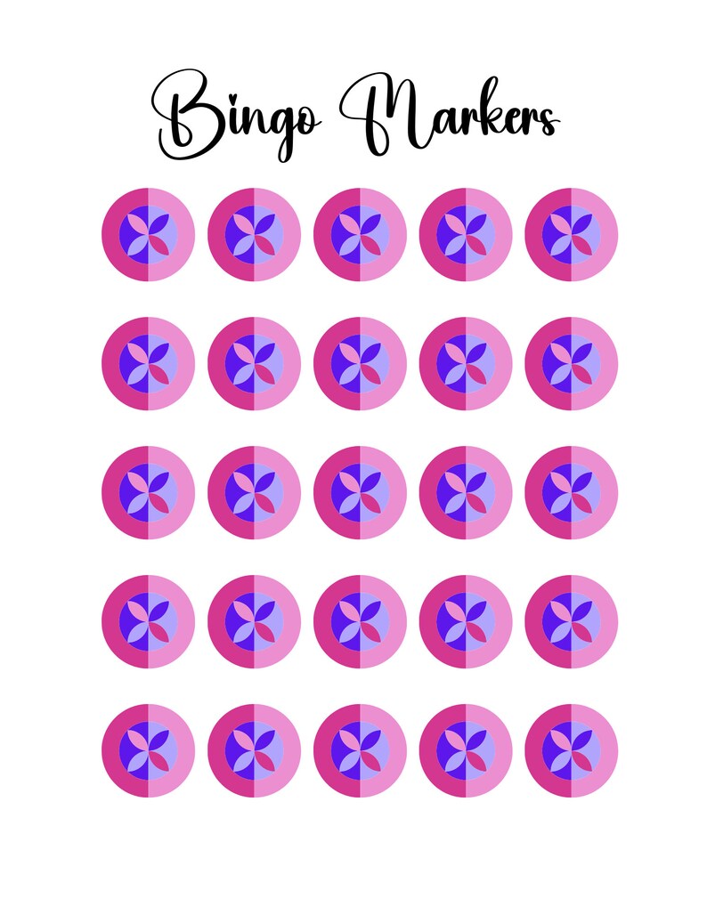 Bingo Calling Cards, Printable Bingo Game With Large Cards, Flower ...