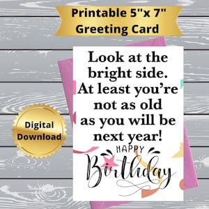 Carte d'anniversaire imprimable, carte d'anniversaire imprimable drôle, carte d'anniversaire numérique avec citation drôle, carte de voeux 5 x 7, 15