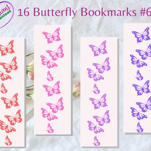 Butterfly Bookmark Bundle 6, Printable Bookmark Bundle for Kids and Adults, Bookmark Set of 16, Bookmark Bundle Set