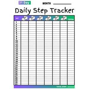31 dagen stappenteller maandelijkse uitdaging afdrukbaar, wandeluitdagingtracker, maandelijks stappenlogboek, stappenteller, dagelijks stappenlogboek, fitnessplanner7