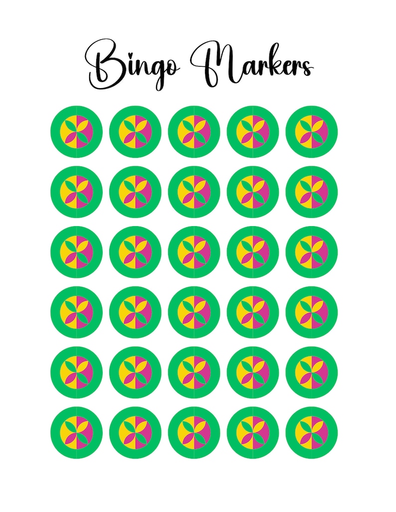 Bingo Calling Cards, Printable Bingo Game With Large Cards, Flower ...
