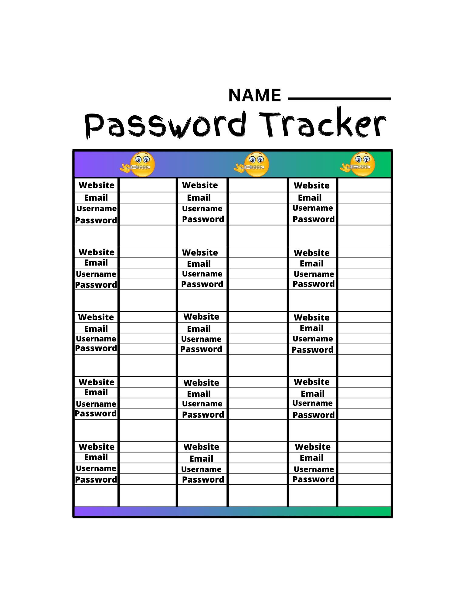 Password Tracker Printable, Printable Password Tracker, Password Log ...