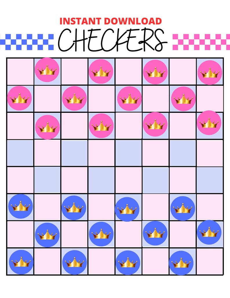 Checkers Instant Download Game, Checkers Printable Game, Mini Checker