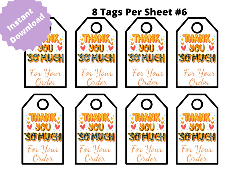Print Your Own Thank You Tags Thank You so Much for Your Etsy