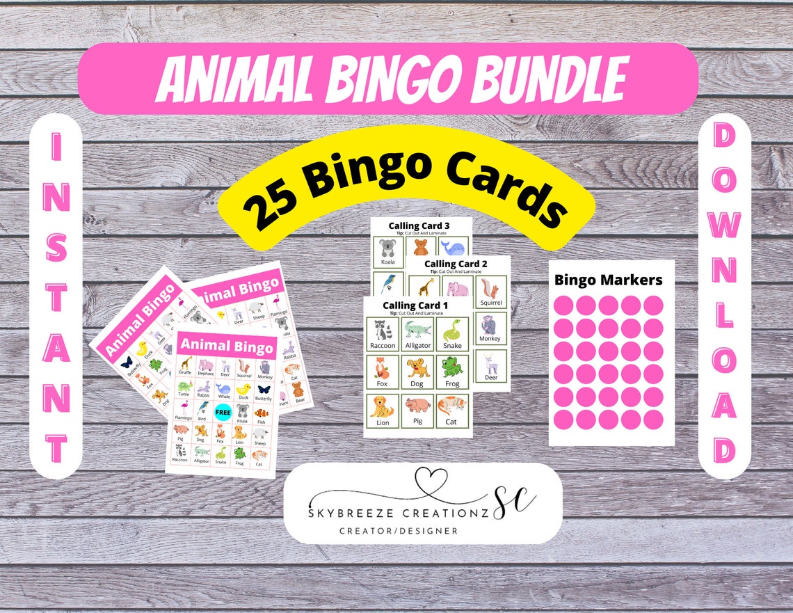 Bingo Calling Cards Printable Bingo Game With Large Cards Etsy