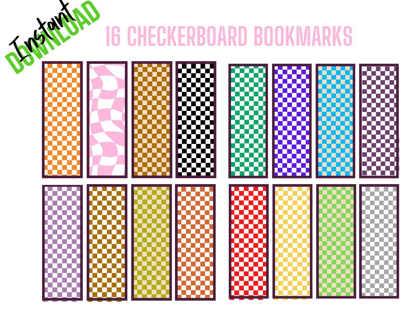 Fun Checkerboard Bookmarks, 16 Fun Checkerboard Bookmark Set, Fun ...