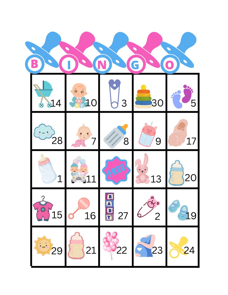 Baby Shower Bingo Printable Fun Baby Shower Games Co Ed Baby Etsy