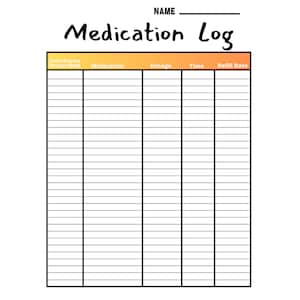 Medication Log Printable, Medication Tracker, Medication Intake Reminder, Medication List Template, Medication Schedule,3