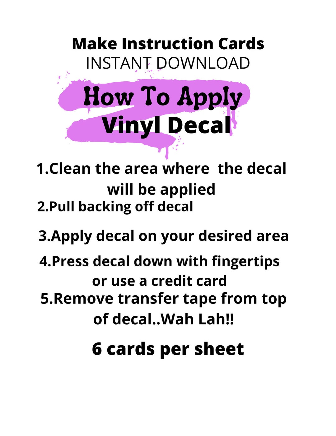 How to Apply a Decal, Decal Instructions, Care Instructions, DIY