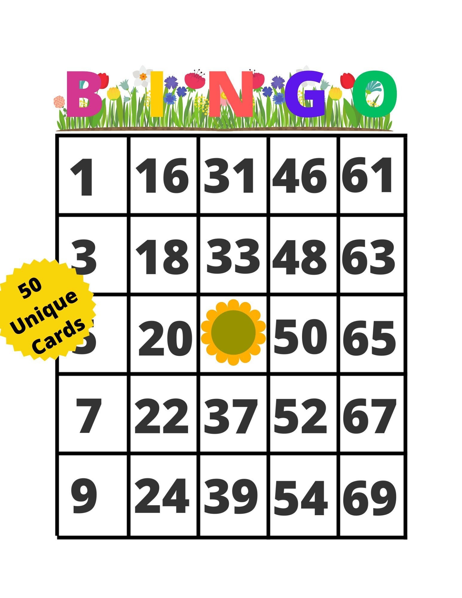 Bingo Calling Cards Printable Bingo Game With Large Cards Flower Bingo Calling Cards Printable Bingo Game With Large Cards Flower