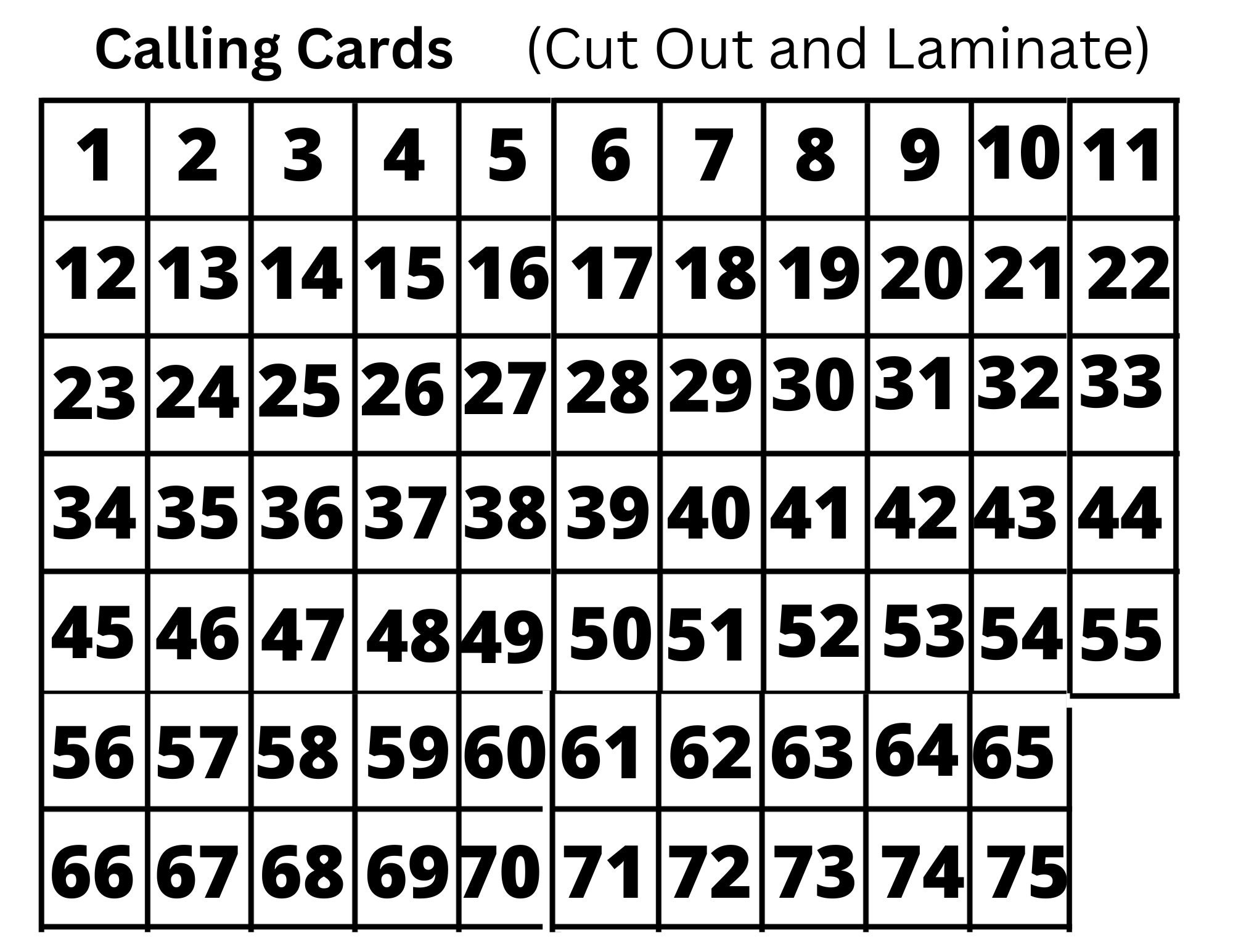 Bingo Calling Cards/orange Header Bingo Game/kids Bingo/60 Card Bingo
