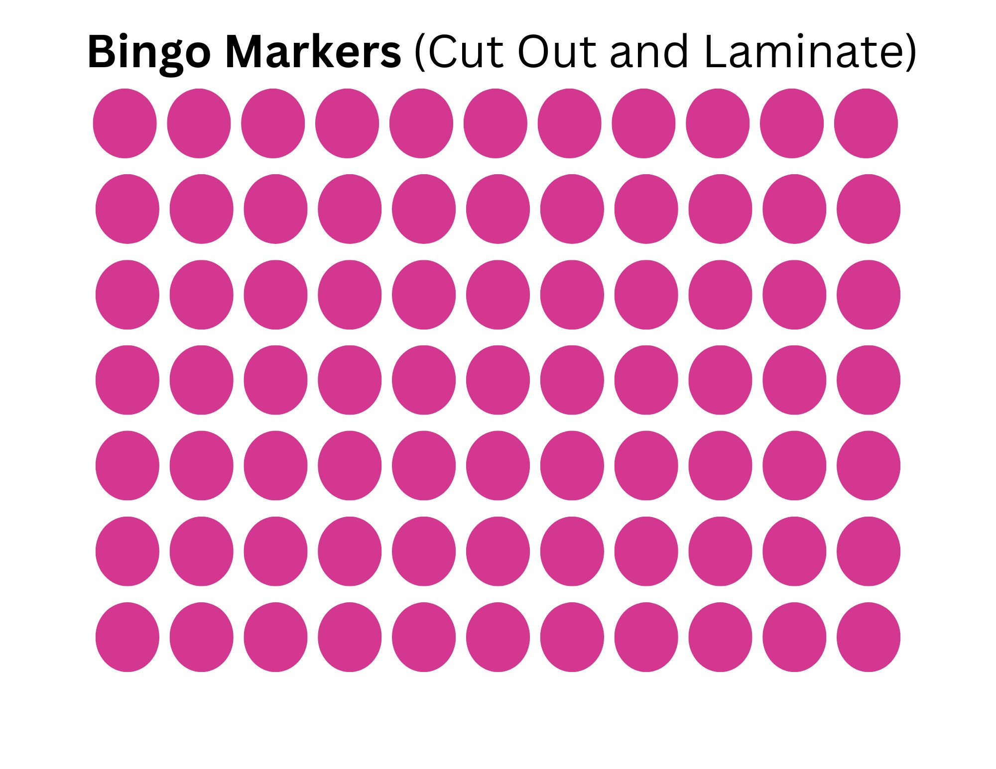 Bingo Calling Cards/pink Header Bingo Game/kids Bingo/60 Card Etsy