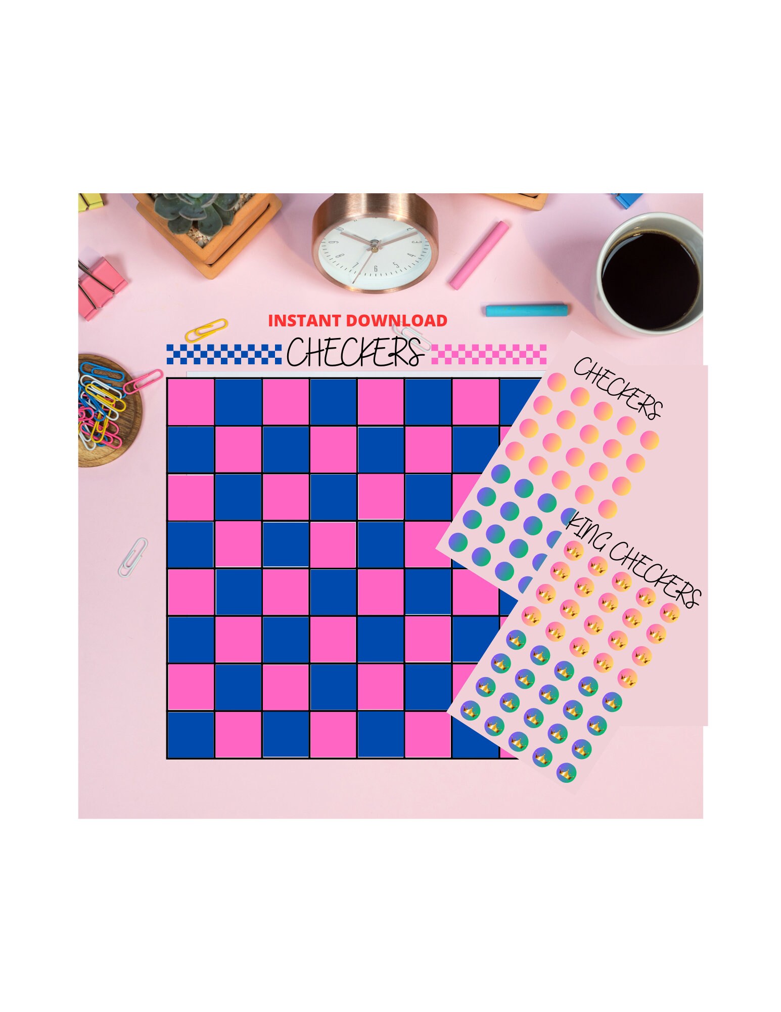 Checkers Instant Download Game Checkers Printable Game Mini - Etsy