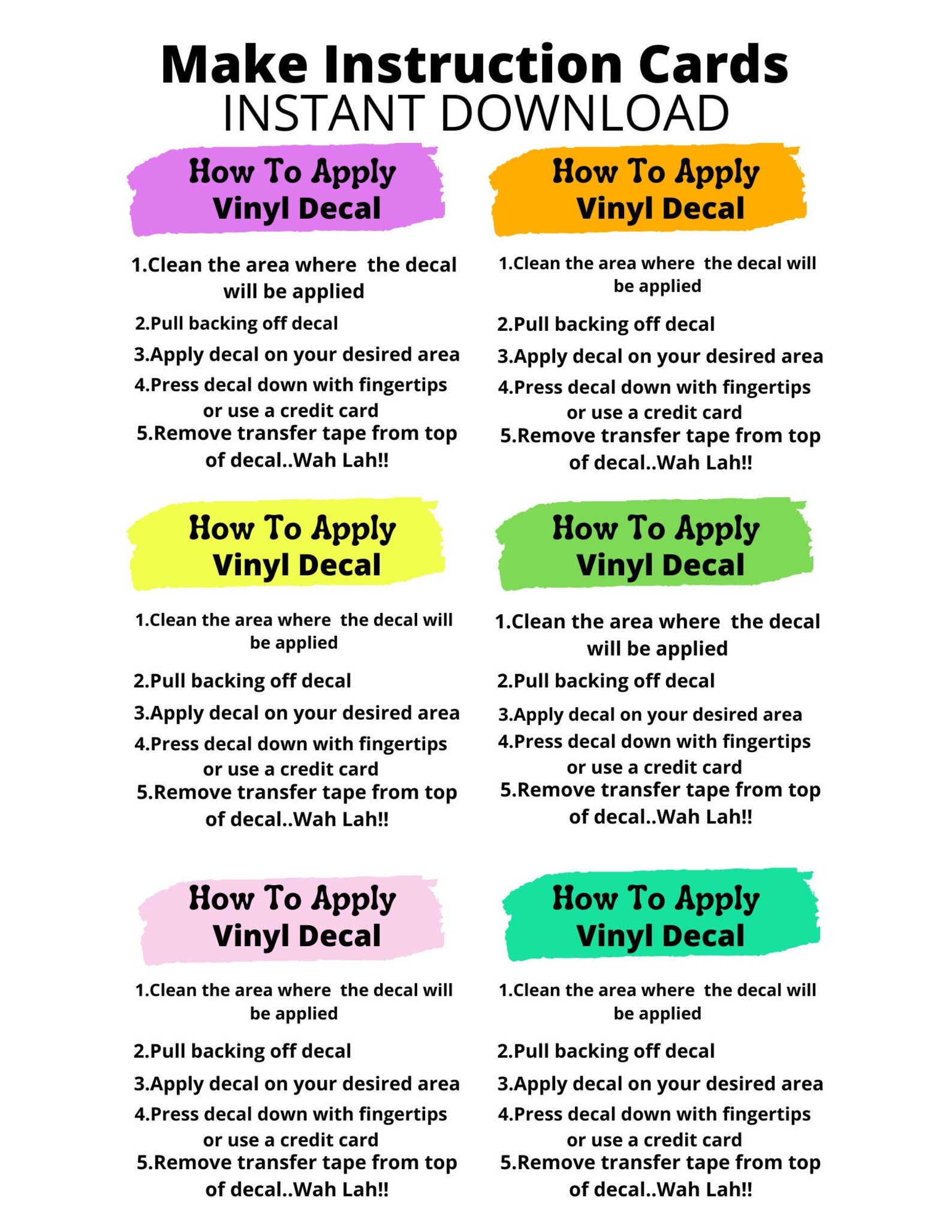 Apply Decal Guide Decal Instructions Decal Usage Tips Easy Etsy