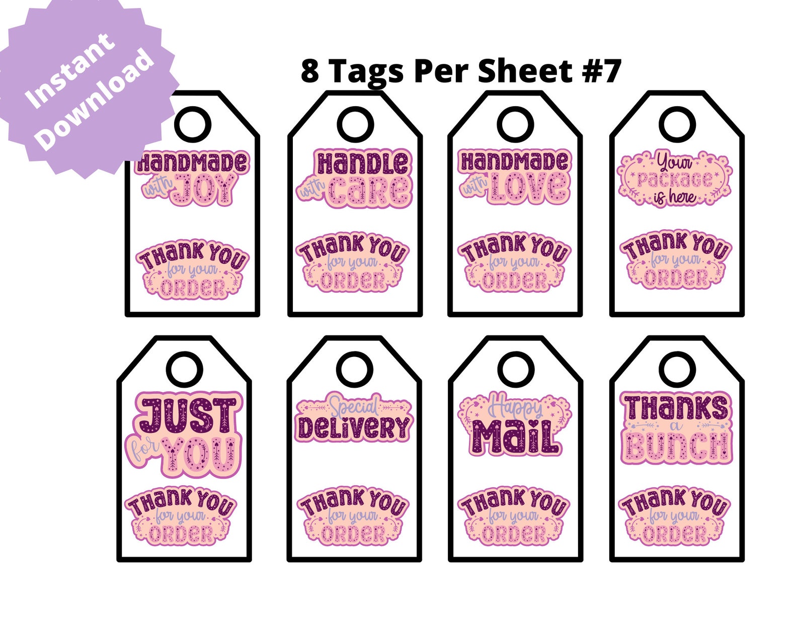 Print Your Own Gift Tags, Thank You so Much for Your Purchase Printable Tag , Print Your Own