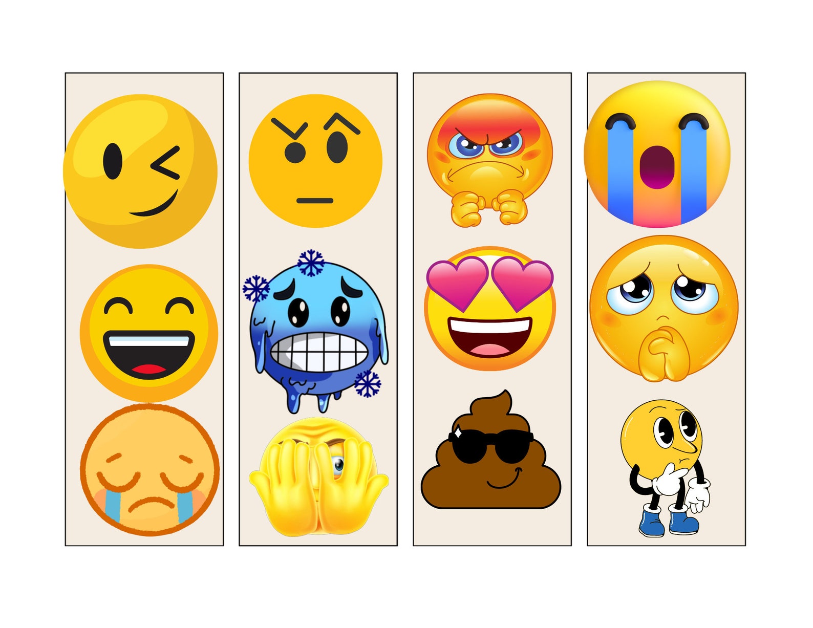 Emojis Printable Bookmark Variety Pack of 16 Adult and Etsy
