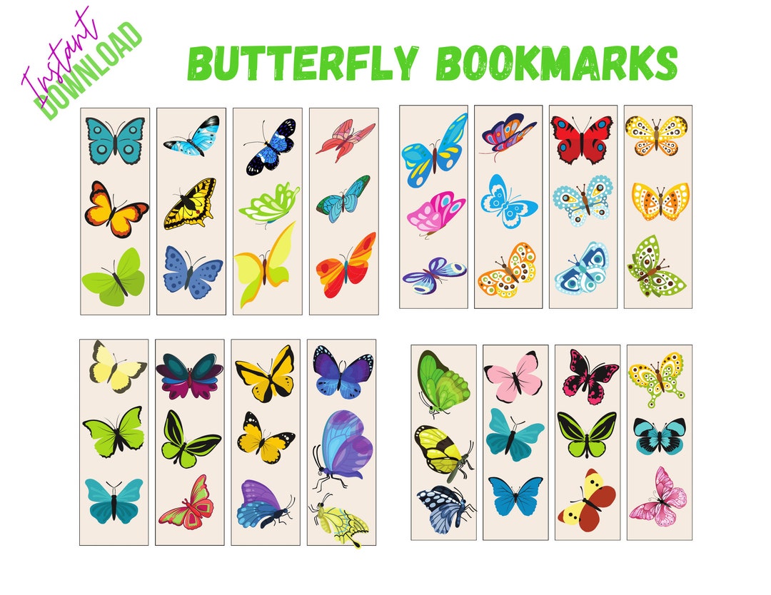 Butterflies Printable Bookmark Variety Pack , Adult and Childrens Book ...