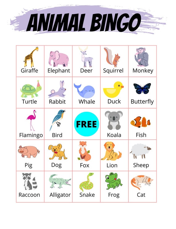 Juego de bingo de animales, fiesta de bingo de mascotas, cartas de bingo de  animales, diversión
