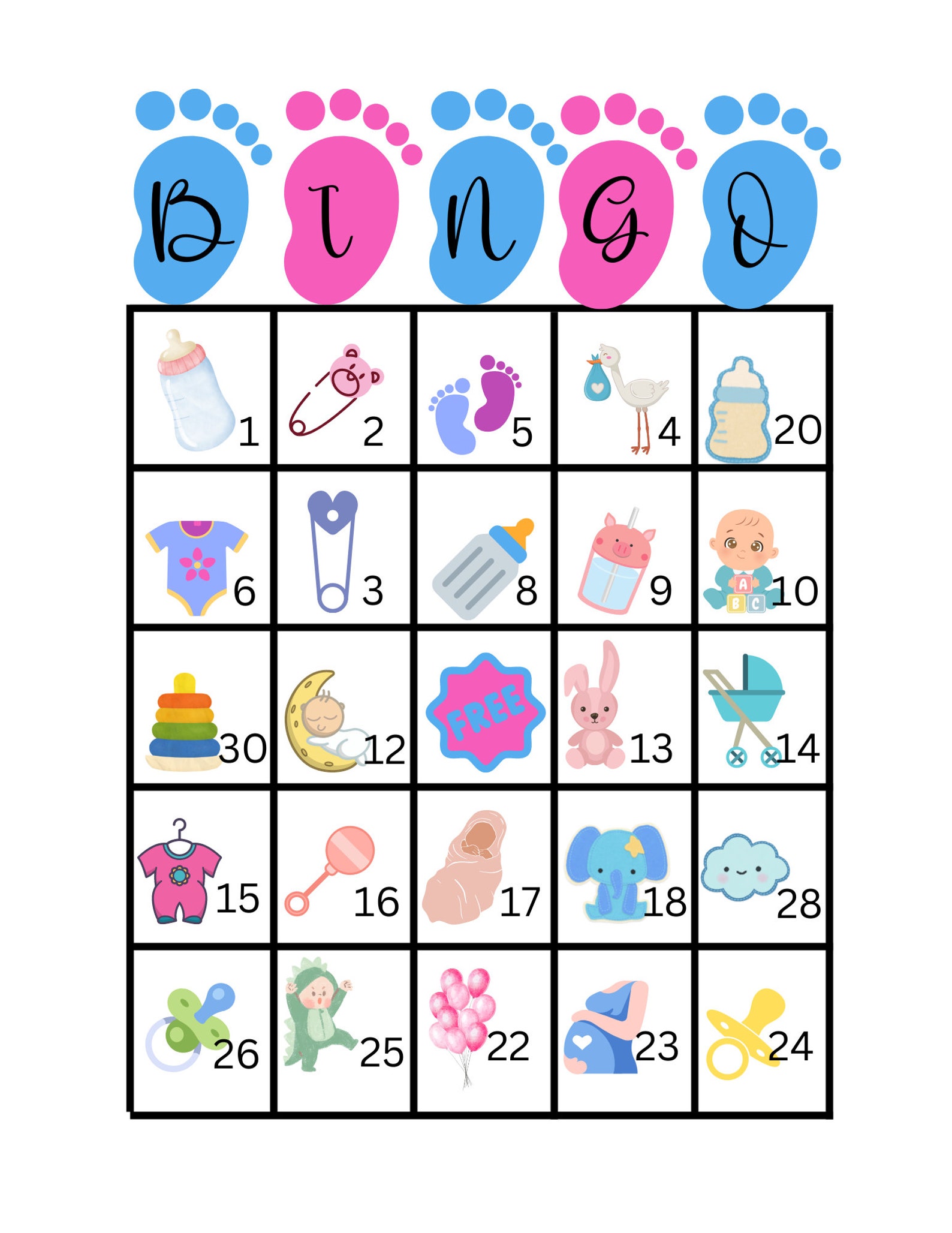 Baby Shower Bingo Printable Fun Baby Shower Games Co Ed Baby Etsy