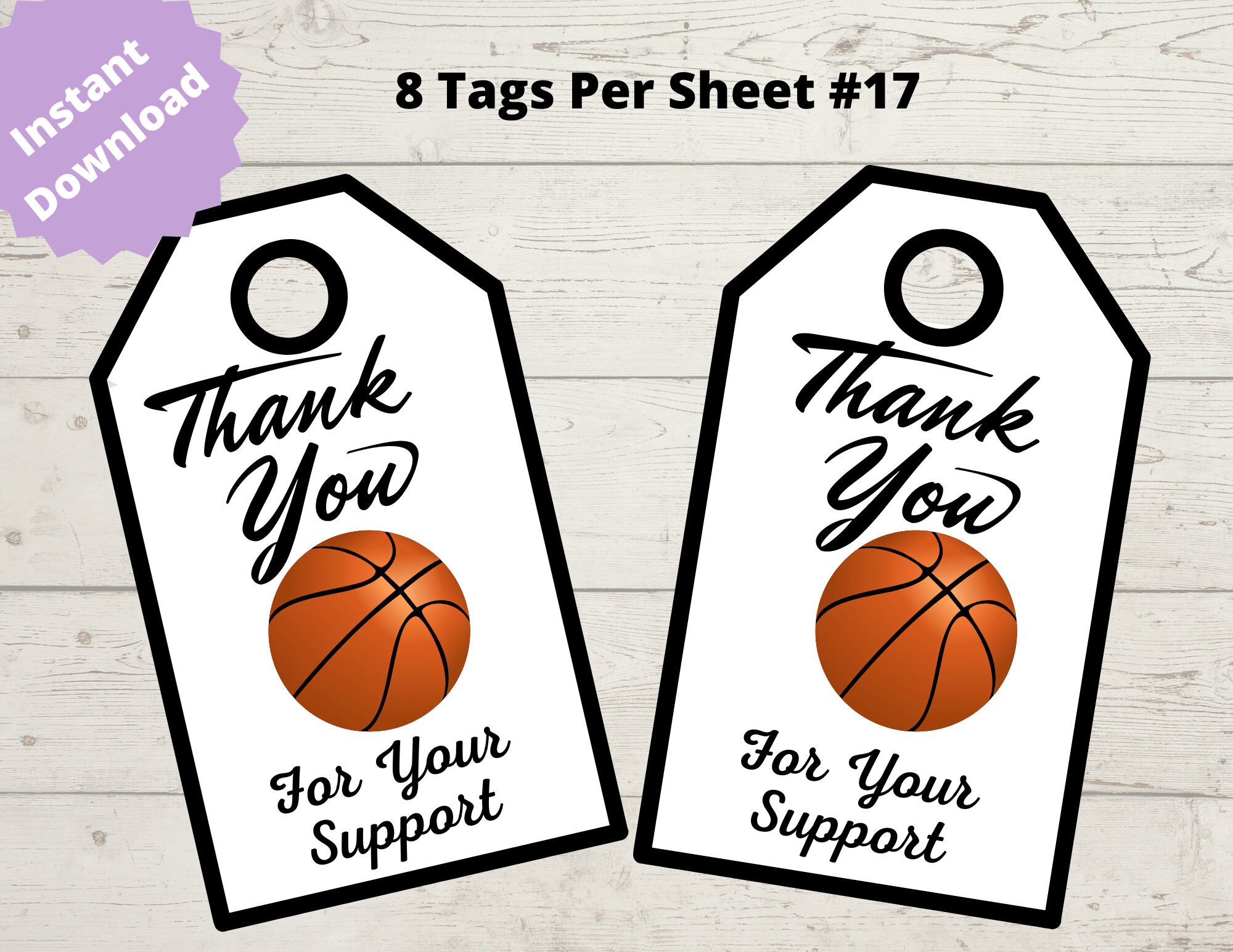 Basketball Thank You Support Tags for Customers Print Your Own Basketball Thank You Support Tags for Customers Print Your Own
