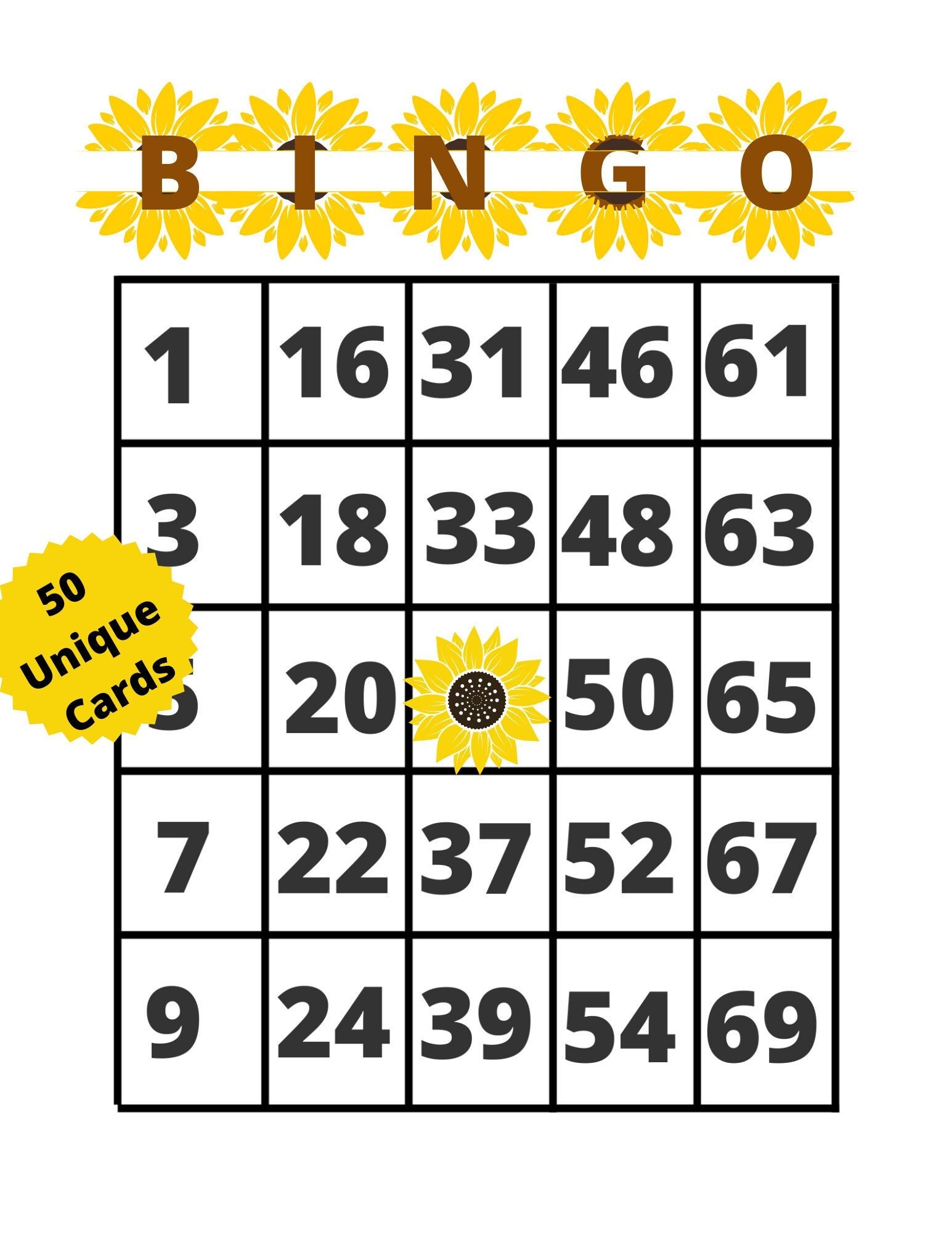 Sunflower Bingo Game 2 Bingo Game Bundle to Play Sunflower Bingo