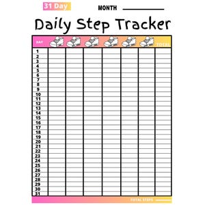 31 dagen stappenteller maandelijkse uitdaging afdrukbaar, wandeluitdagingtracker, maandelijks stappenlogboek, stappenteller, dagelijks stappenlogboek, fitnessplanner3
