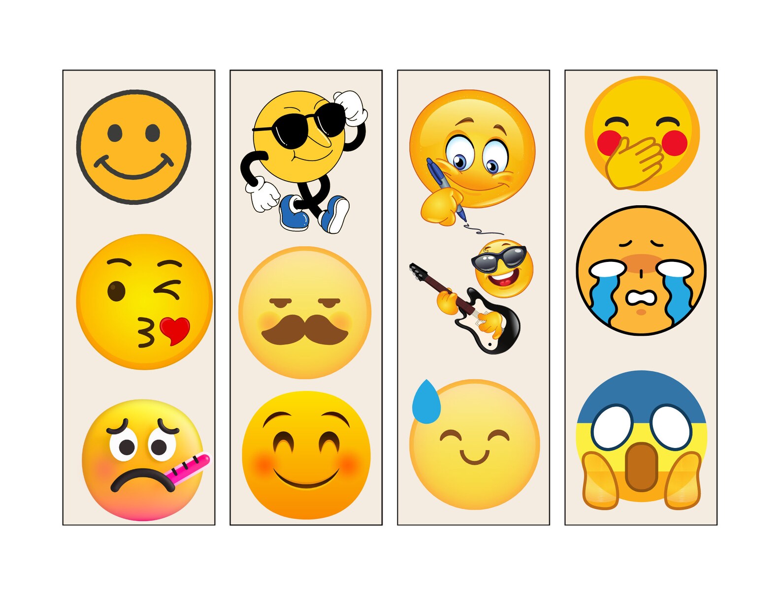 Emojis Printable Bookmark Bundle 16ct, Adult & Kids Bookish Stocking