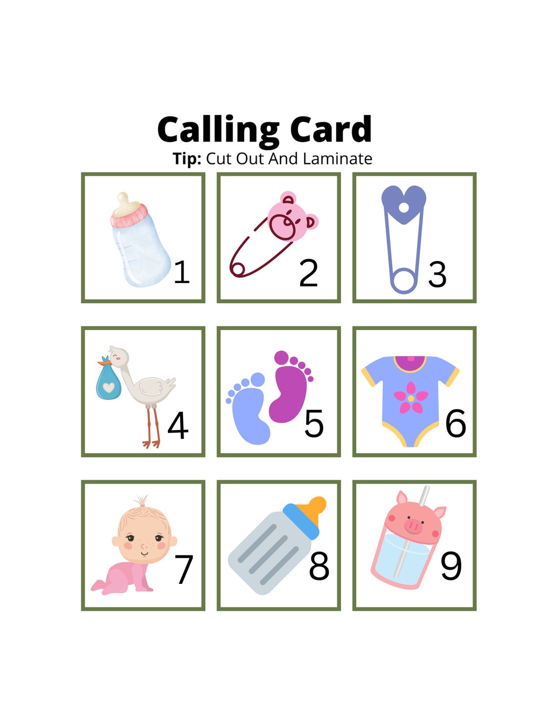 Baby Shower Bingo Printable, Fun Baby Shower Games, Co Ed Baby Shower