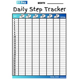 31 dagen stappenteller maandelijkse uitdaging afdrukbaar, wandeluitdagingtracker, maandelijks stappenlogboek, stappenteller, dagelijks stappenlogboek, fitnessplanner10