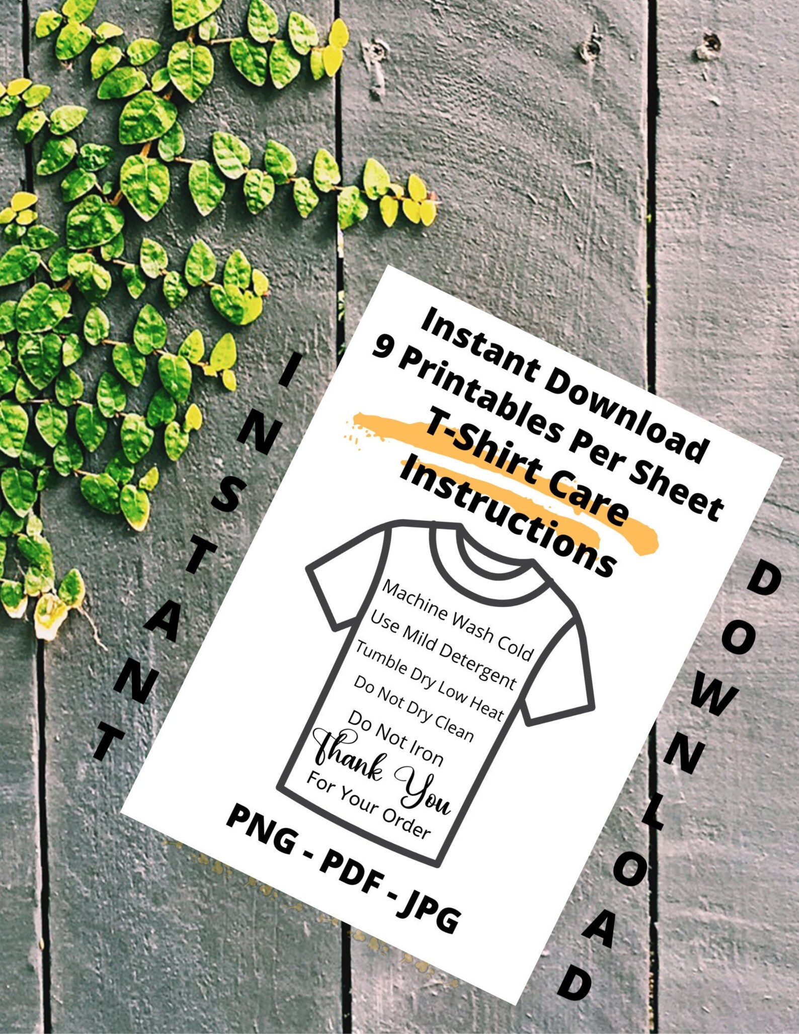 INSTANT DOWNLOAD T Shirt Care Instructions Card Template, Insert Card ...