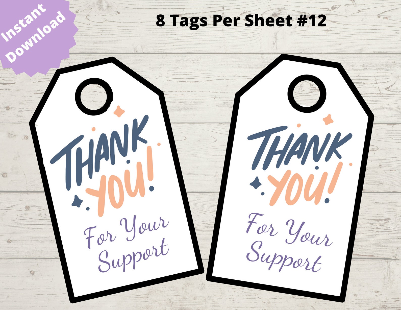 Thank You for Your Support Printable Tag, Print Your Own Gift Tags ...