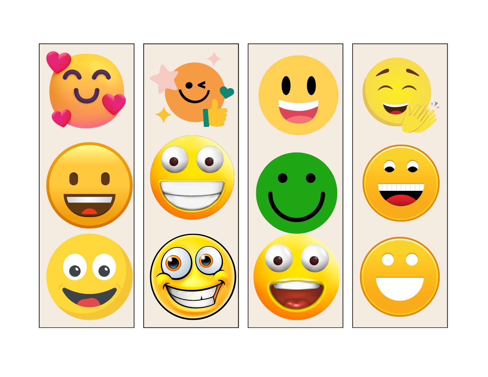 Emojis Happy Printable Bookmark Bundle 16ct Adult &amp; Kids - Etsy