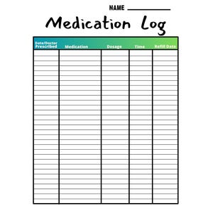Medication Log Printable, Medication Tracker, Medication Intake Reminder, Medication List Template, Medication Schedule,5