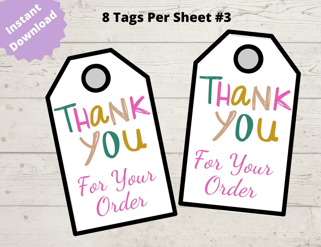 Thank You so Much for Your Purchase Printable Tag 3, Print Your Own ...