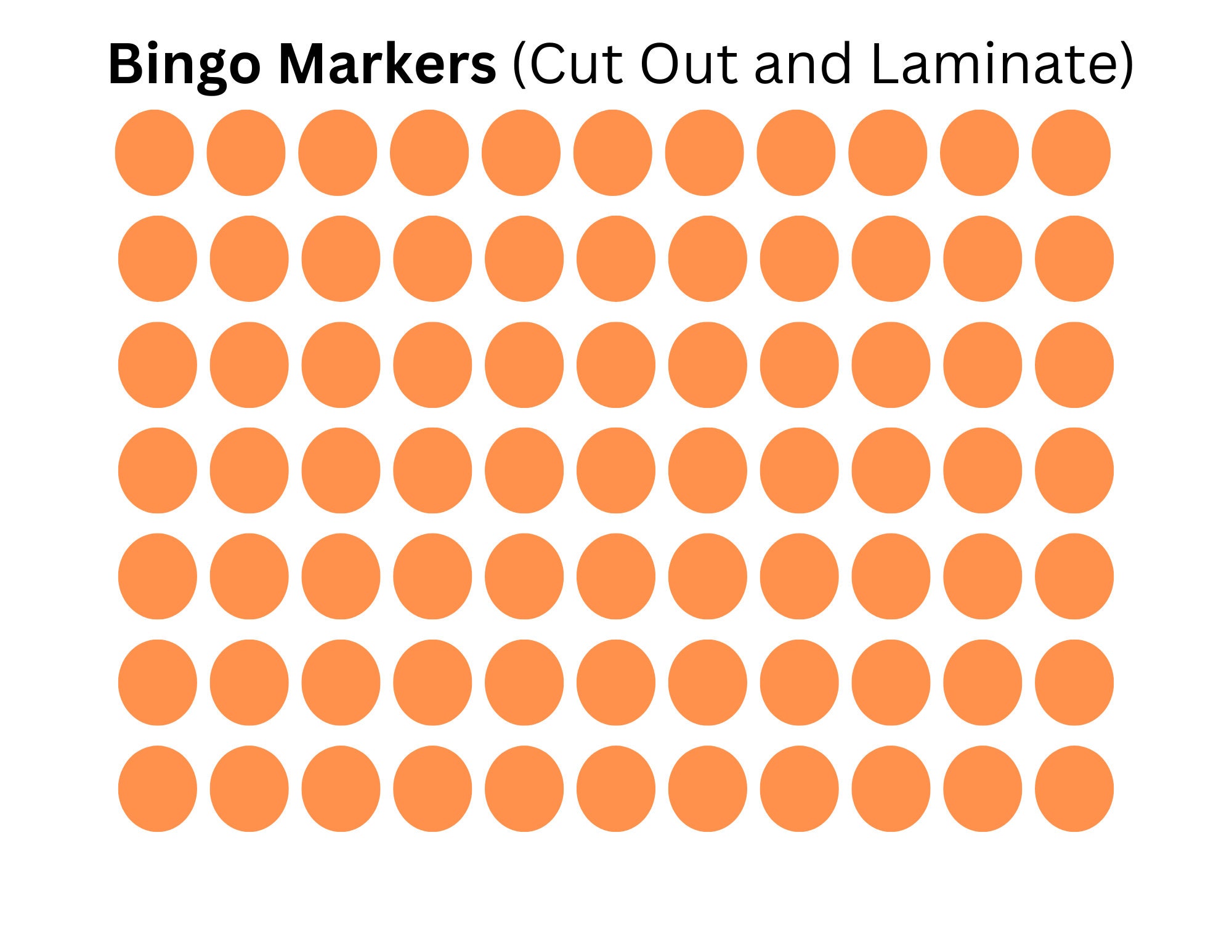 Bingo Calling Cards/orange Header Bingo Game/kids Bingo/60 Card Bingo