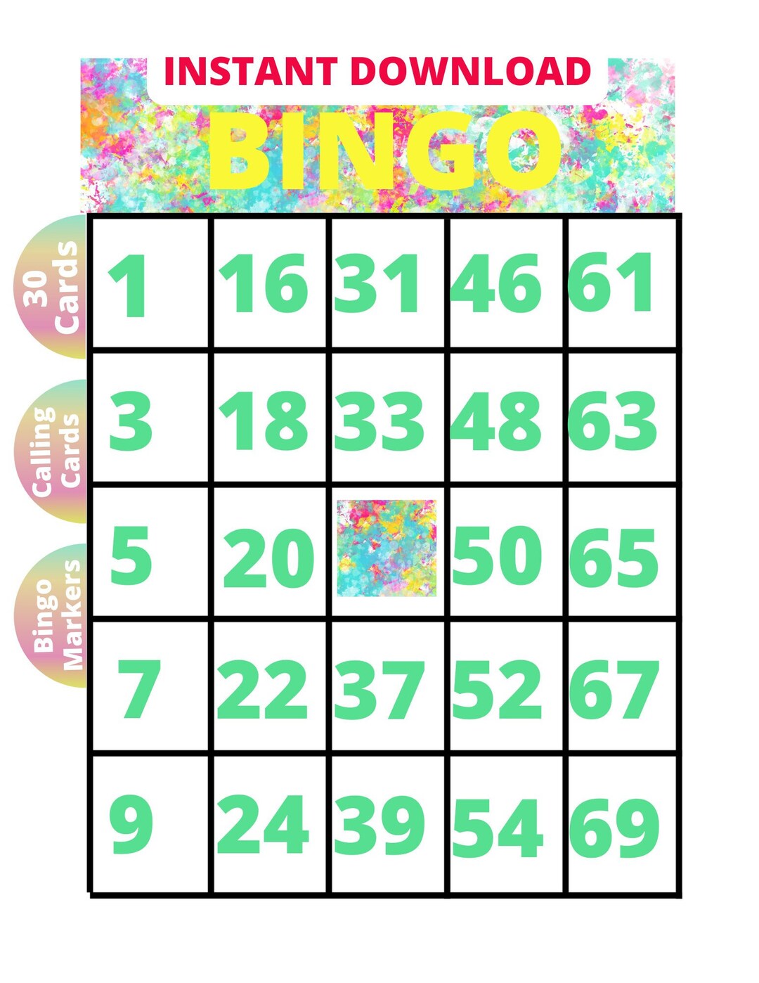Print and Play BINGO, Play BINGO Instantly, BINGO Games to Play, Bingo