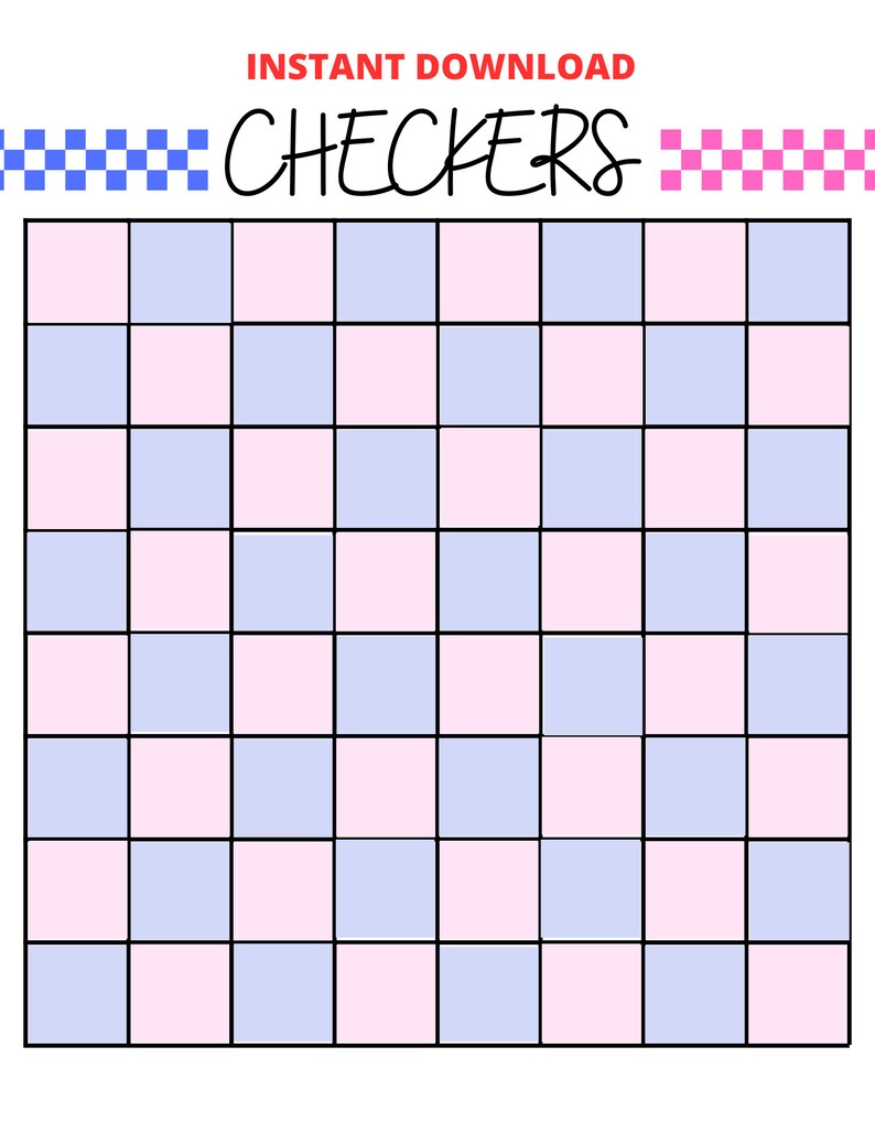 Checkers Instant Download Game, Checkers Printable Game, Mini Checker