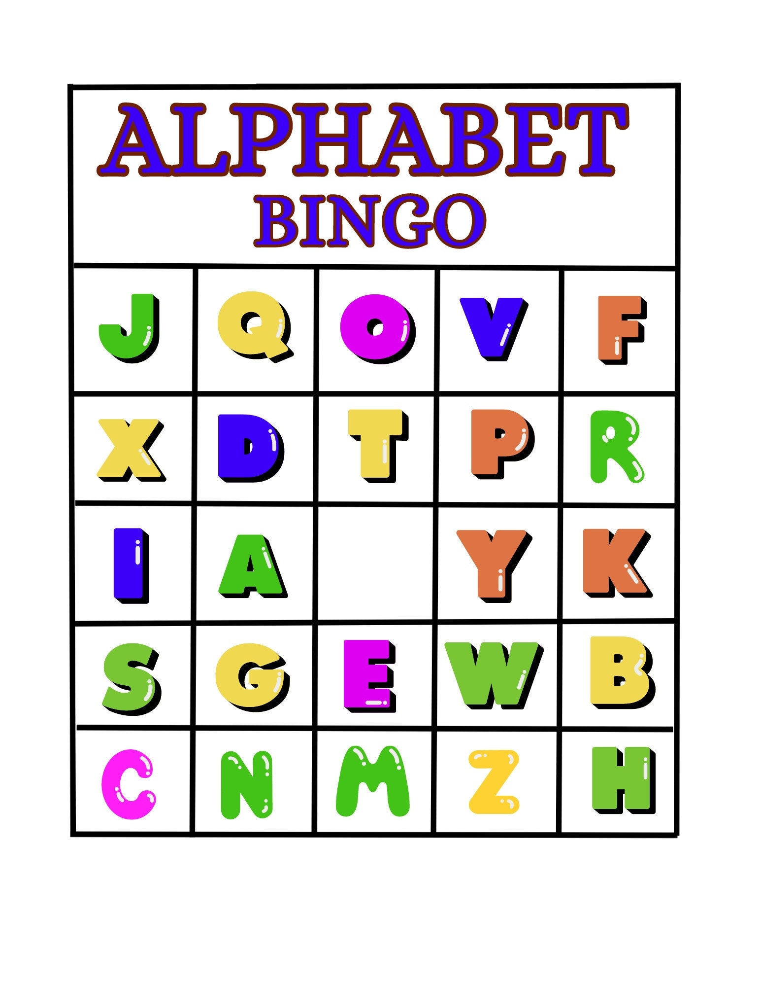 13aalphabet Bingo Game Fun Teaching Tool for Educators Printable