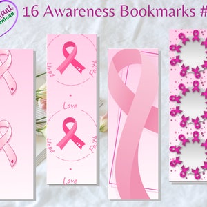 Breast Cancer Bookmarks Bundle 1, 16 Bookmark Set, Fun bookmark For Adults, Instant Download Breast Cancer Awareness bookmark