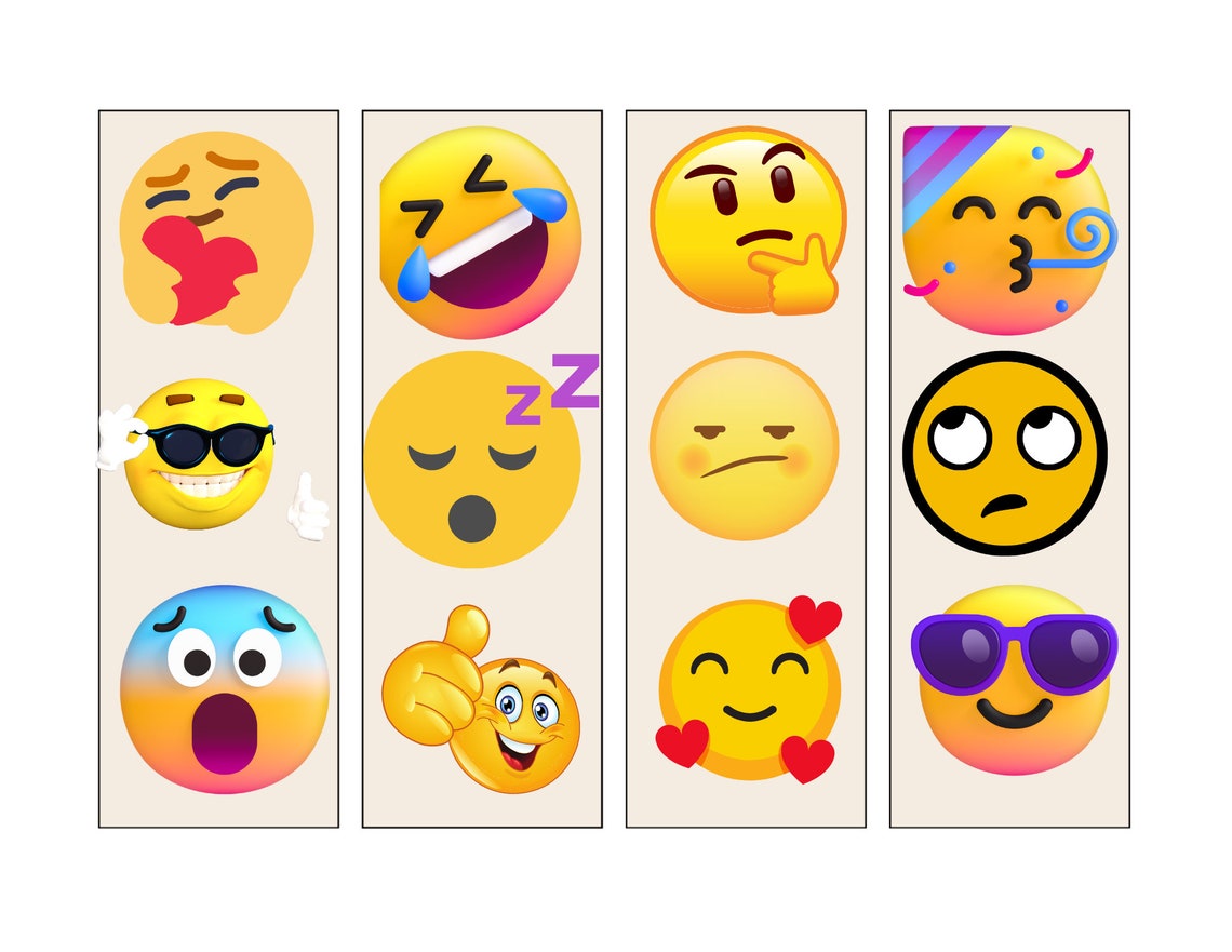 Emojis Printable Bookmark Bundle 16ct Adult & Kids Bookish Etsy