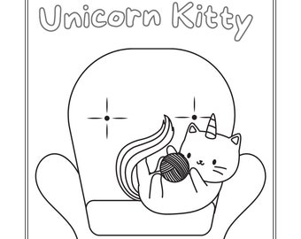 27 childrens unicorn kitty coloring pages instant download etsy
