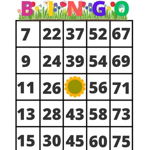 Bingo Calling Cards, Printable Bingo Game With Large Cards, Flower ...