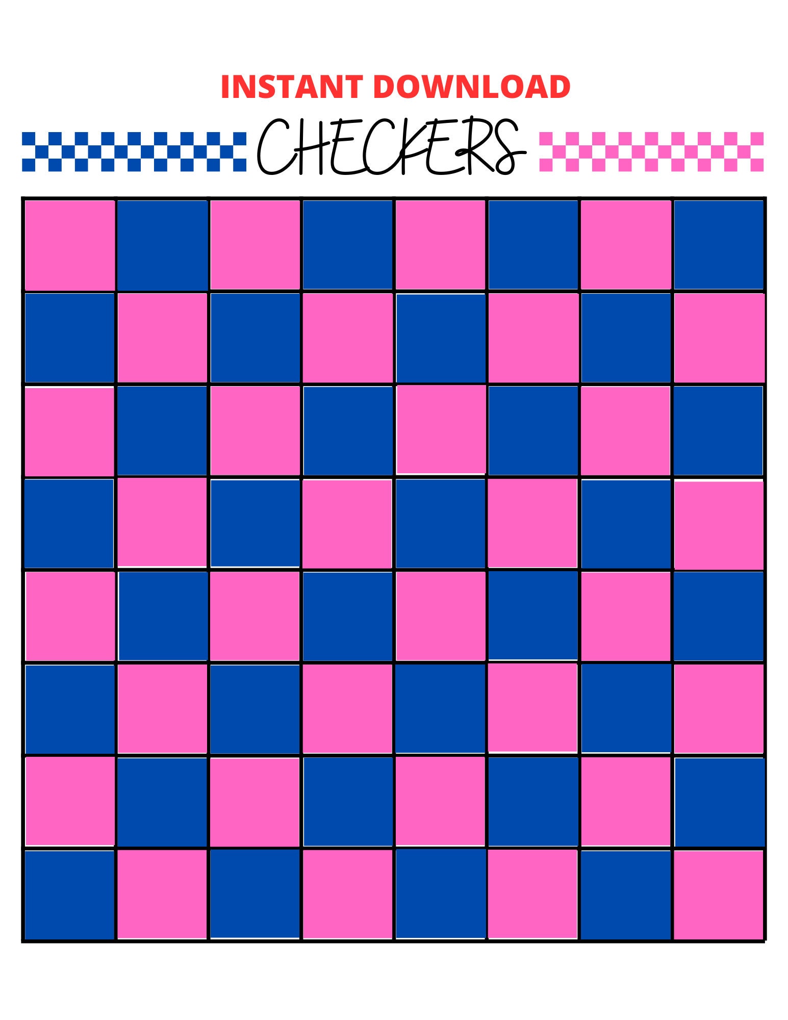 Checkers Instant Download Game Checkers Printable Game Mini Etsy