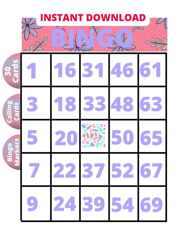 Colorful BINGO Game, Play BINGO Instantly, Print and Play BINGO, Play