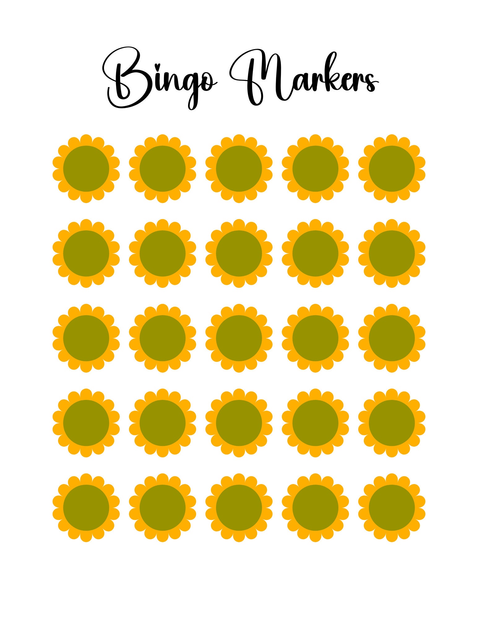 Bingo Calling Cards, Printable Bingo Game With Large Cards, Flower ...