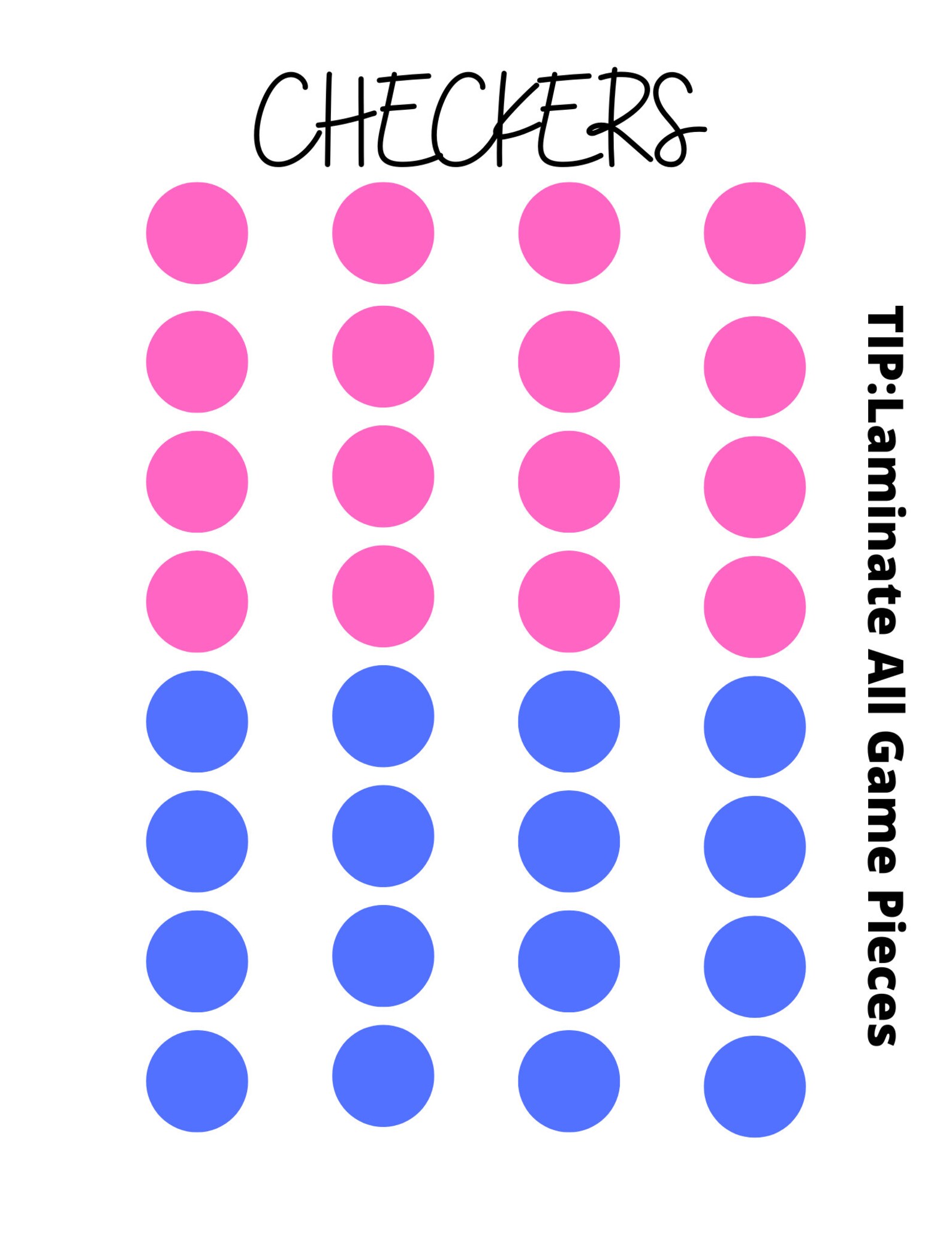 Checkers Instant Download Game, Checkers Printable Game, Mini Checker