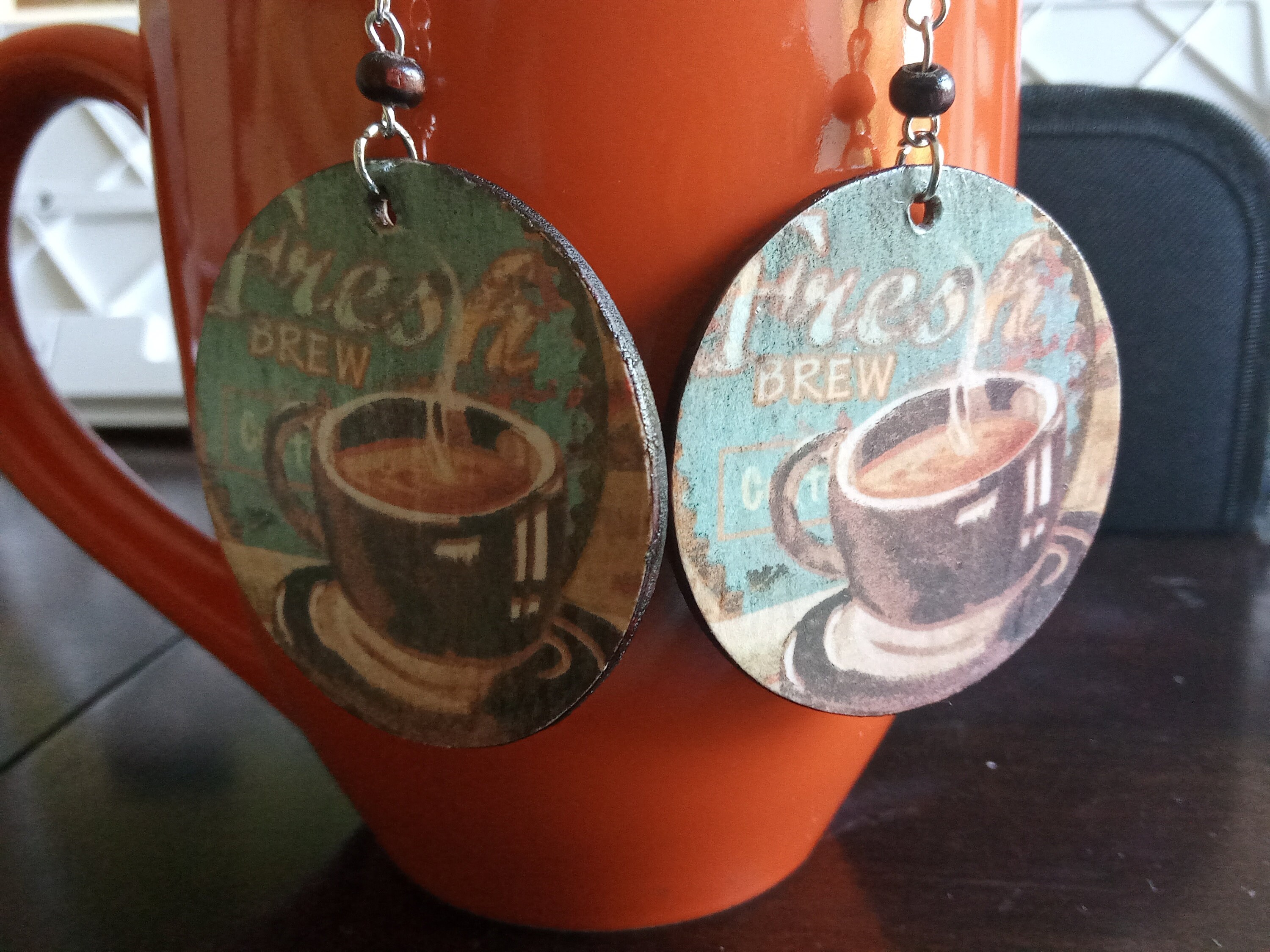 Handmade Wood Coffee Earrings Etsy