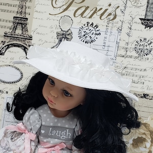 Wide brim fabric hat for 13" to 14" dolls such as Paola Reina, Wellie Wisher